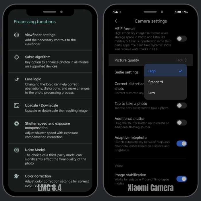 Differences Between LMC 8.4 and Xiaomi Camera App